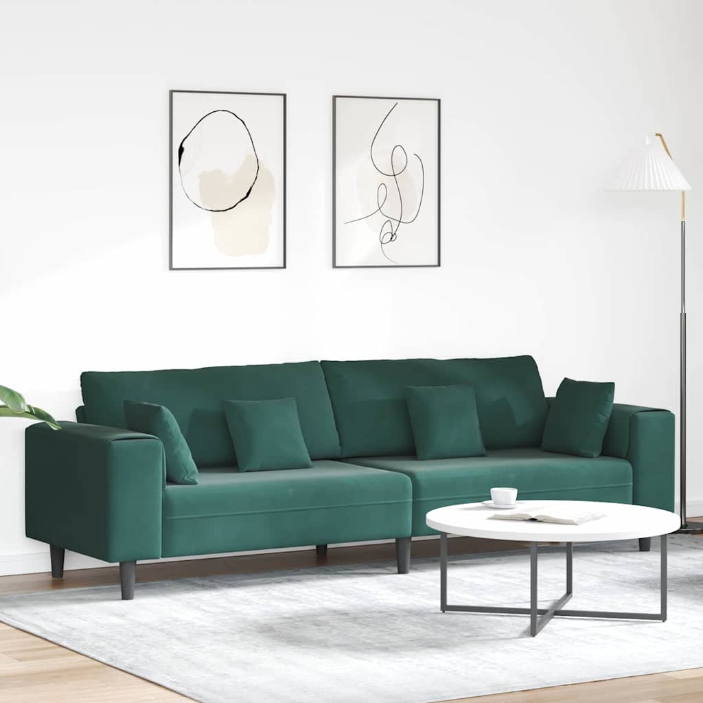 Velvet bank – Fluwelen zitbank – Sofa – Loungebank – 3-zits bank – Donkergroen – Stevig houten frame – Comfortabele schuimvulling