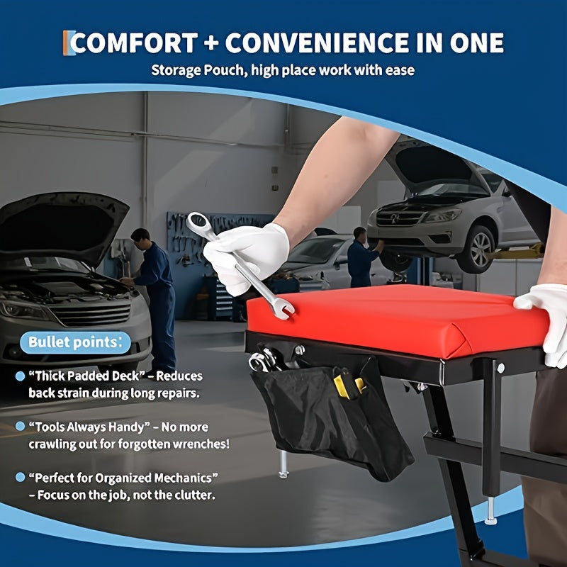 Top Side Creeper – Rolbare Werkbank – Motor Creeper – Garage Krukje – Sidesleeper Auto – Verstelbare Hoogte 122-193 cm – Stalen Constructie 181 kg Belastbaar – Zwarte Variant