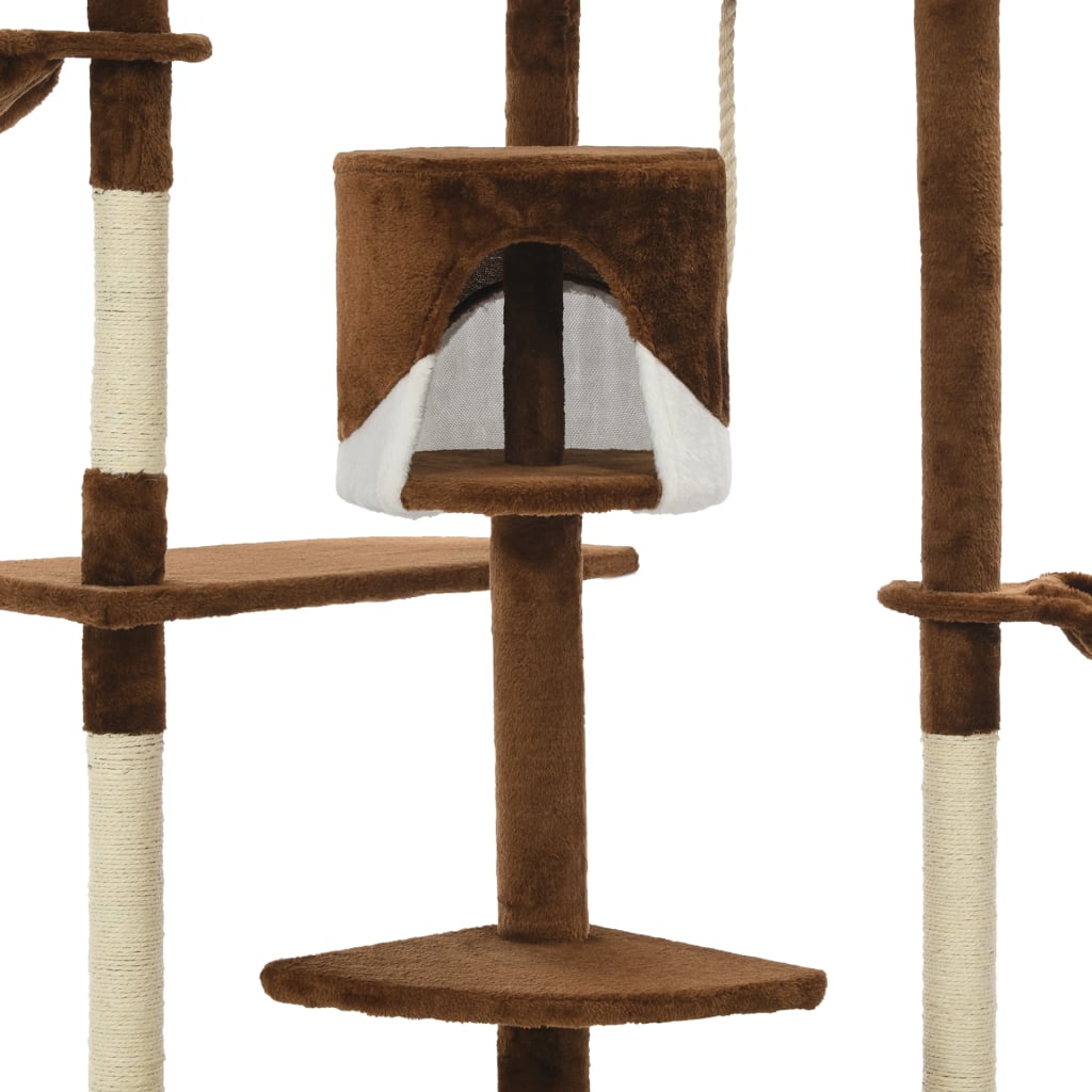 Kattentoren – Krabpaal – Kattenboom – Kattenhuis – Kattenmeubel – Meerdere Verdiepingen – Zacht Polyester Pluche - Bruin en Wit