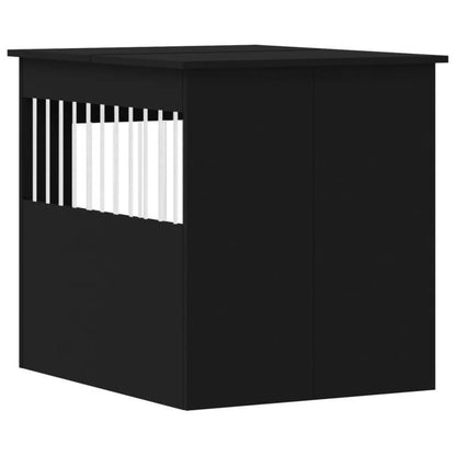 Hondenkennel – Hondenbench – Hondenren – Hondenhok – Meubelstijl – Zwart Metaal – Weerbestendig – Compact 64,5x80x71 cm