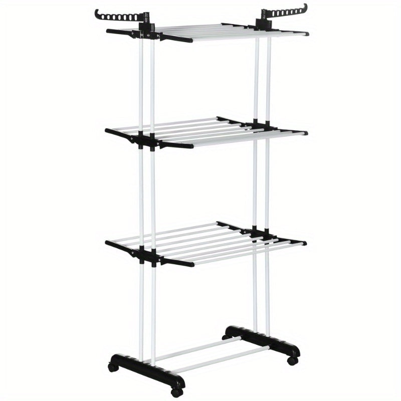 Droogrek – Wasrek – Kledingrek – Uitschuifbaar Rek – Droogtoren – Metallisch – 4-laags Met Wieltjes – Compact 73x45,5x177 cm – Geschikt Voor Binnen En Buiten