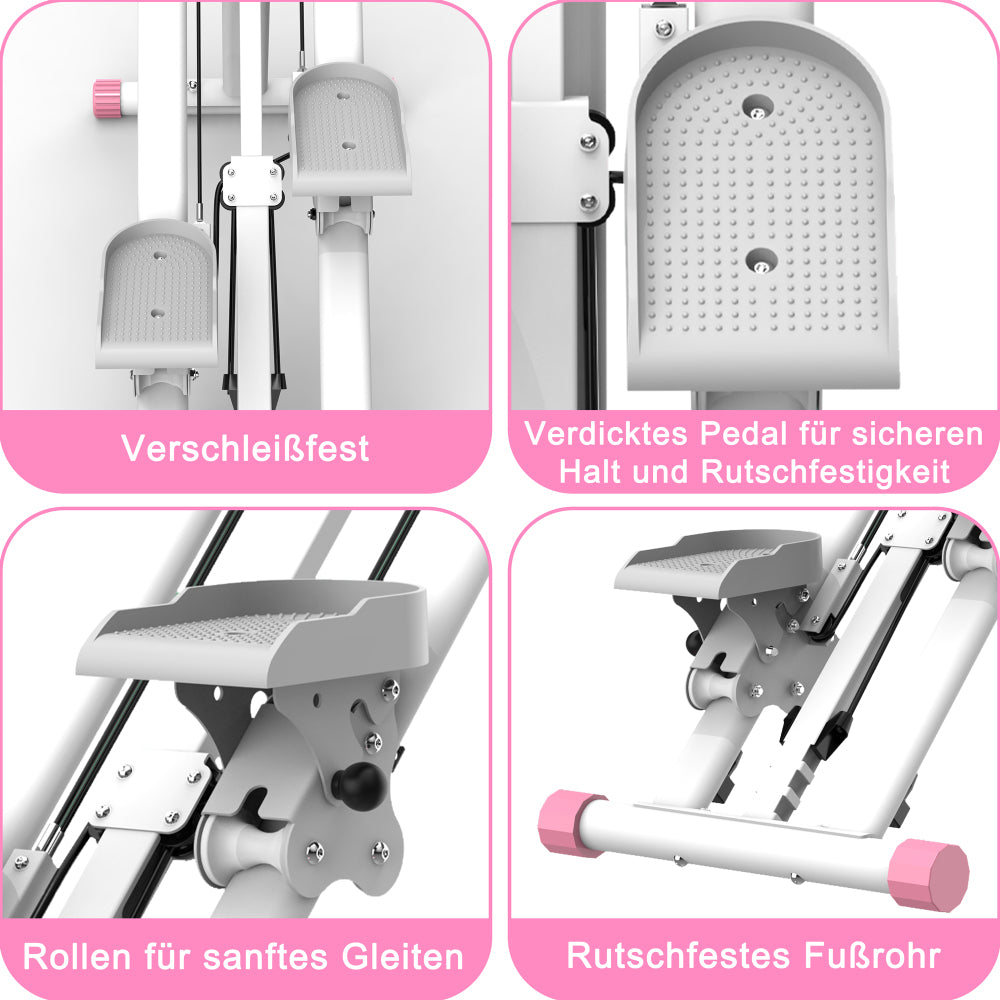 Stepper – Stepapparaat – Aerobic Stepper – Mini Stepper – Fitness Stepper – Verstelbare Weerstand 3 Niveaus – Inklapbaar Stalen Frame 120 kg – Antislip Pedalen Wit/Zwart