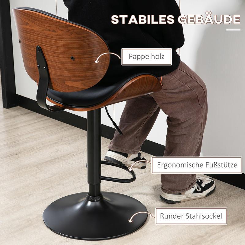 Barkruk – Barstoel – Kruk – Hoge Stoel – Verstelbare Barkruk – Draaibaar Zitvlak – Ergonomisch Kussen – Stevig Metaal Hout Frame – Ruimtebesparend Design