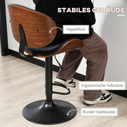 Barkruk – Barstoel – Kruk – Hoge Stoel – Verstelbare Barkruk – Draaibaar Zitvlak – Ergonomisch Kussen – Stevig Metaal Hout Frame – Ruimtebesparend Design