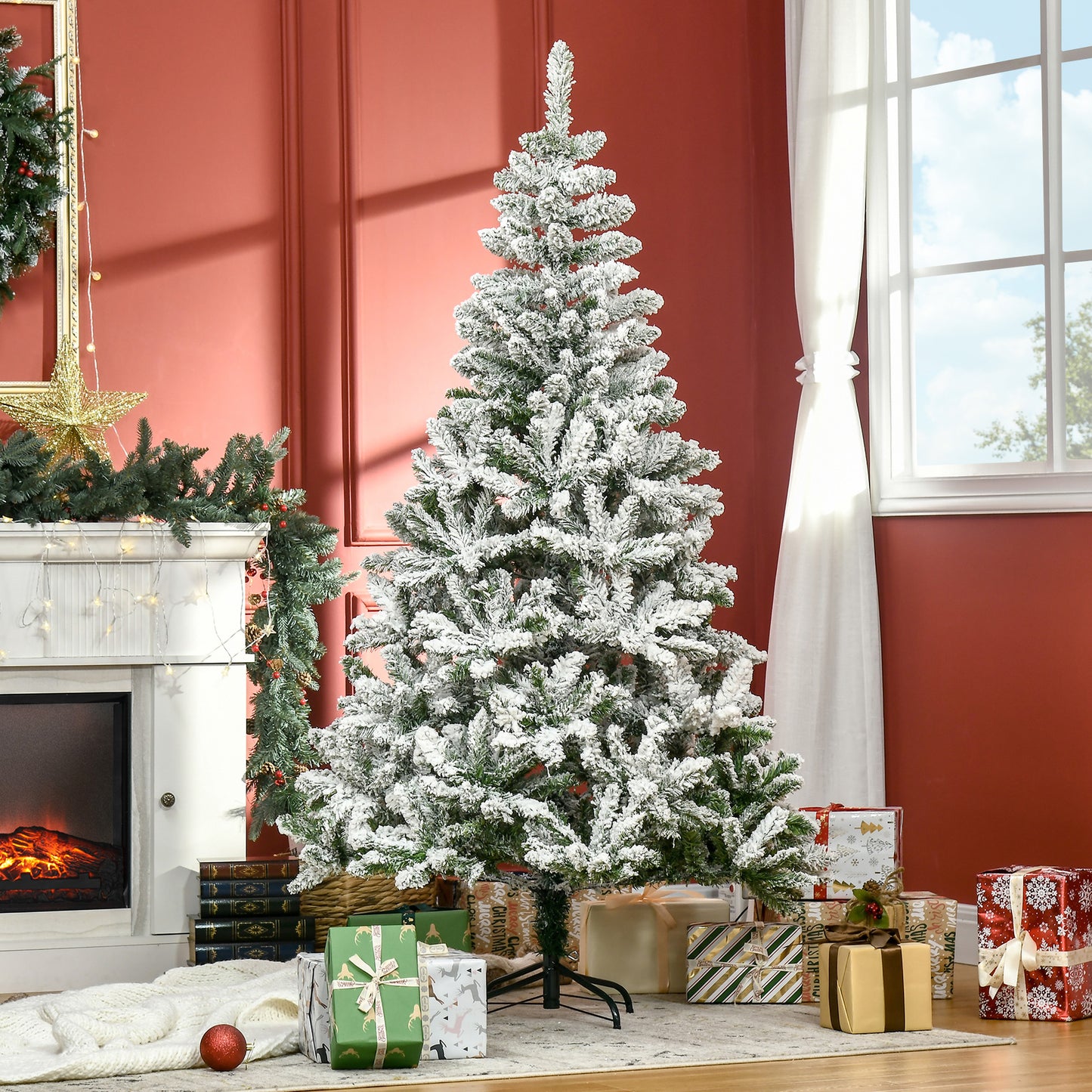 Kunstkerstboom – Kunstboom – Kerstboom – Kerstversiering – Dennenboom – 180 cm Hoog – 750 Takken Met Kunstsneeuw