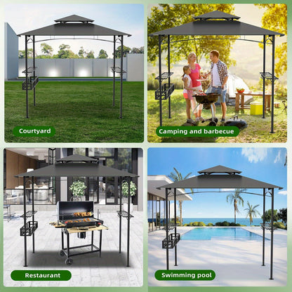 BBQ Partytent – Tuin Overkapping – Garden Tent – Feest Tent – Bar Tent – Grijs – Inclusief Bar Met Opbergruimte – Weerbestendig En Stevig