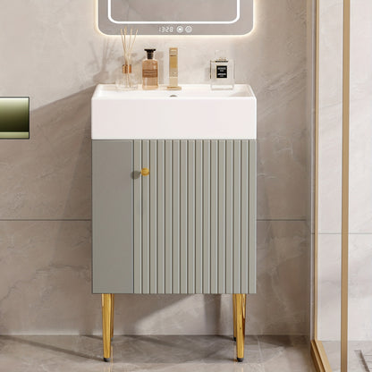 Bathroom Furniture Washbasin with Washbasin Cabinet 55cm, Washbasin Cabinet, Small Guest Bathroom Furniture, Light Gray,  Spacesaving Solution, Sleek Design, Modern Washbasin, Integrated Basin, Bathroom Storage, Urban Dweller