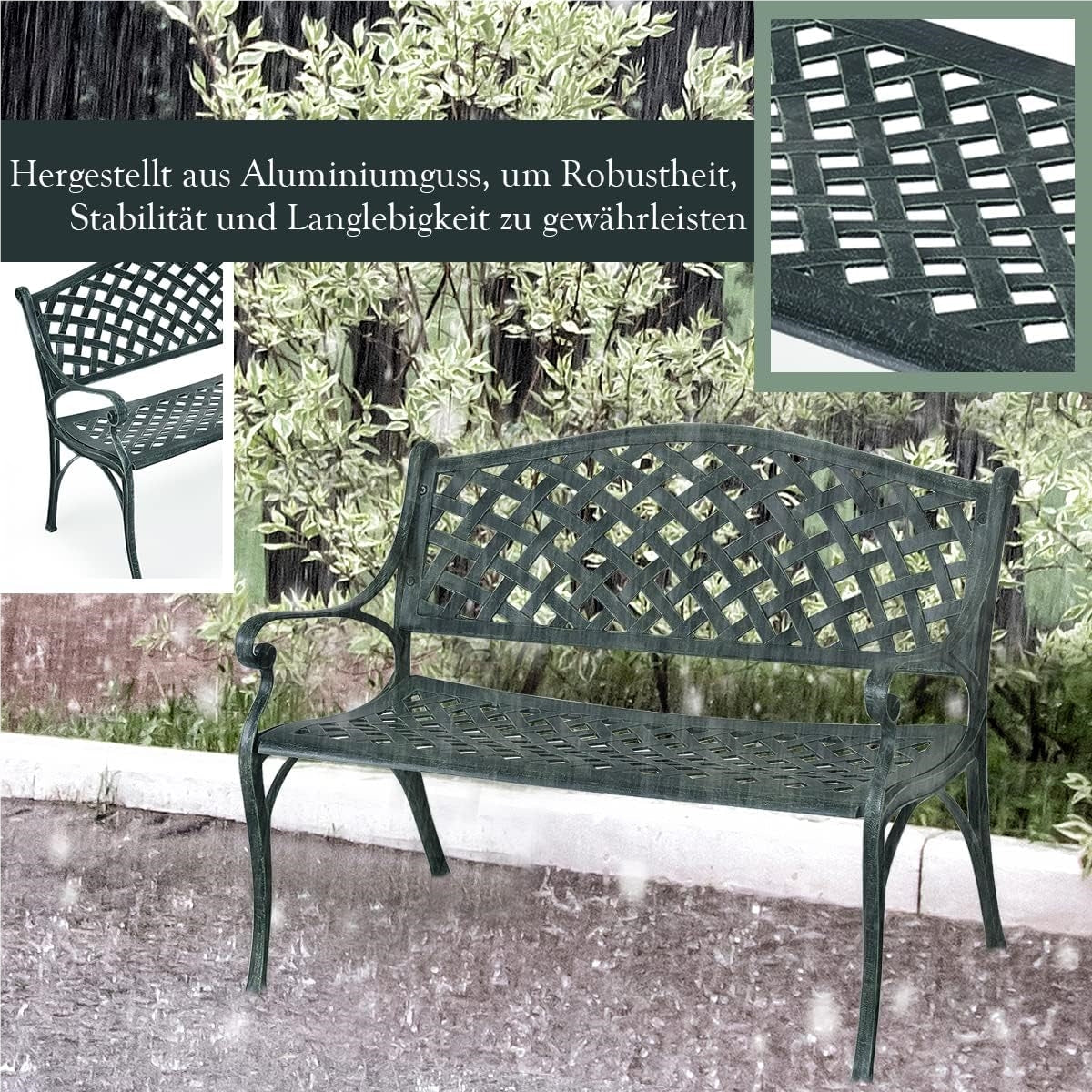 Tuinbank – Buitenbank – Parkbank – Zitelement – Aluminium Bank – Weerbestendig – Ruimte voor 2 Personen – Ergonomisch Design