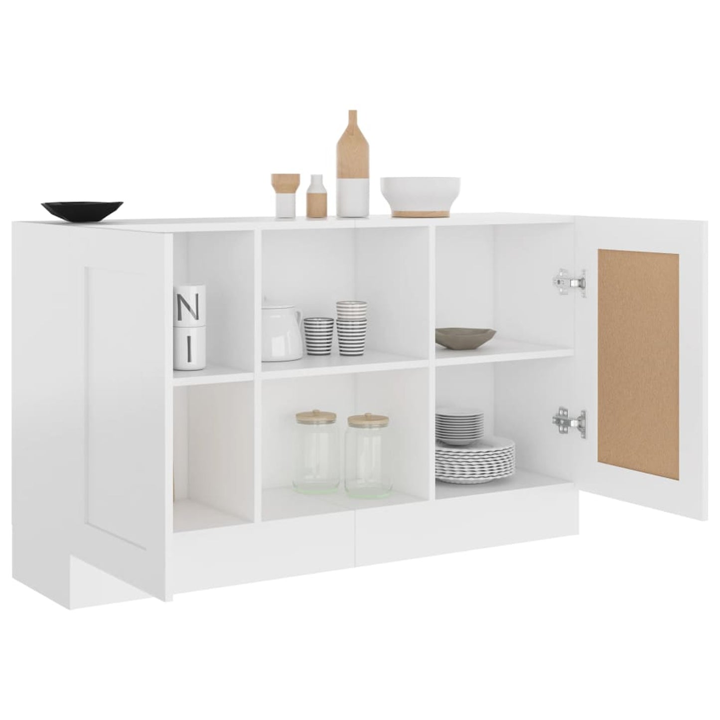 Sideboard White 120x30.5x70 cm Engineered Wood Side Cabinet Organizer Storage Cabinet Storage Box for Bedroom, Living Room, Bathroom, Home Furniture