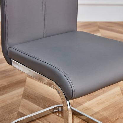 Cantilever Chair, Chrome-plated Metal Frame, Load Capacity Up to 120kg, Upholstered with Faux Leather Cover, Gray (set Of 4), Highcapacity Chair, Commercial Seating, Minimalist Chair, Sleek Furniture, Reinforced Seating, Cant