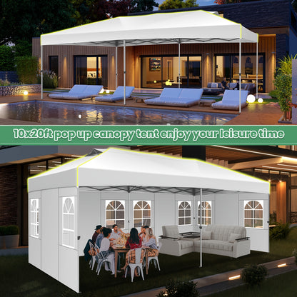 Partytent – Paviljoen – Feesttent – Tuintent – Vouwtent – 3x6 Meter – Oxford Stof – Inklapbaar Met Centrale Klikvergrendeling – 6 Zijwanden – Fluorescerende Strepen – Waterafstotend – Zwart