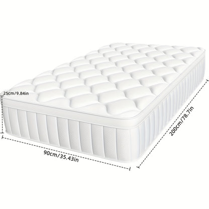 Pocketvering Matras – Binnenvering Matras – Innerspring Matras – 7-Zones Matras – Medium Stevig Matras – 90x200 cm – Ademend Katoenen Hoes – Bewegingsisolatie