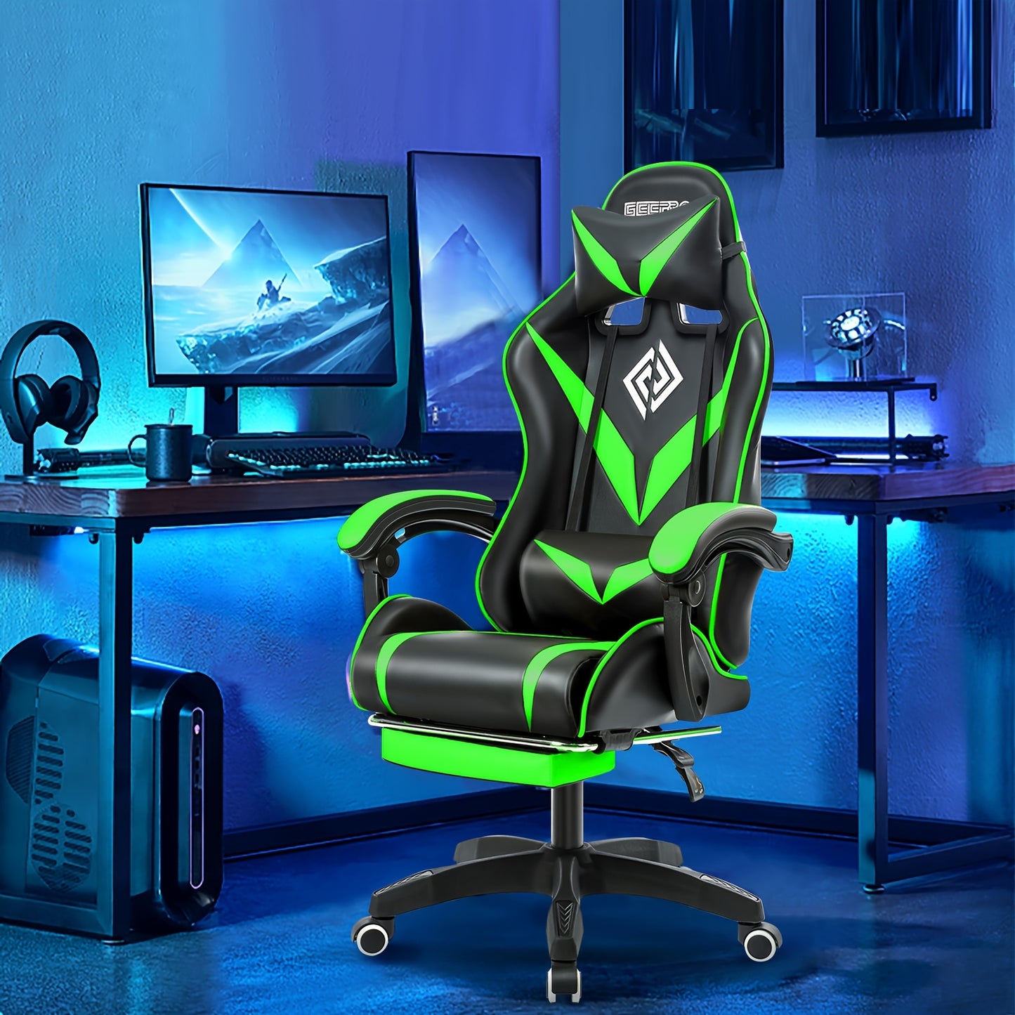 Gamingstoel – Gamestoel – Bureaustoel – Computestoel – Relaxstoel – Massagefunctie – Verstelbare Voetensteun – Ergonomisch Design – Metaal Frame – Rood-Zwart