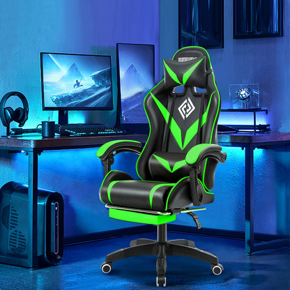 Gamingstoel – Gamestoel – Bureaustoel – Computestoel – Relaxstoel – Massagefunctie – Verstelbare Voetensteun – Ergonomisch Design – Metaal Frame – Rood-Zwart