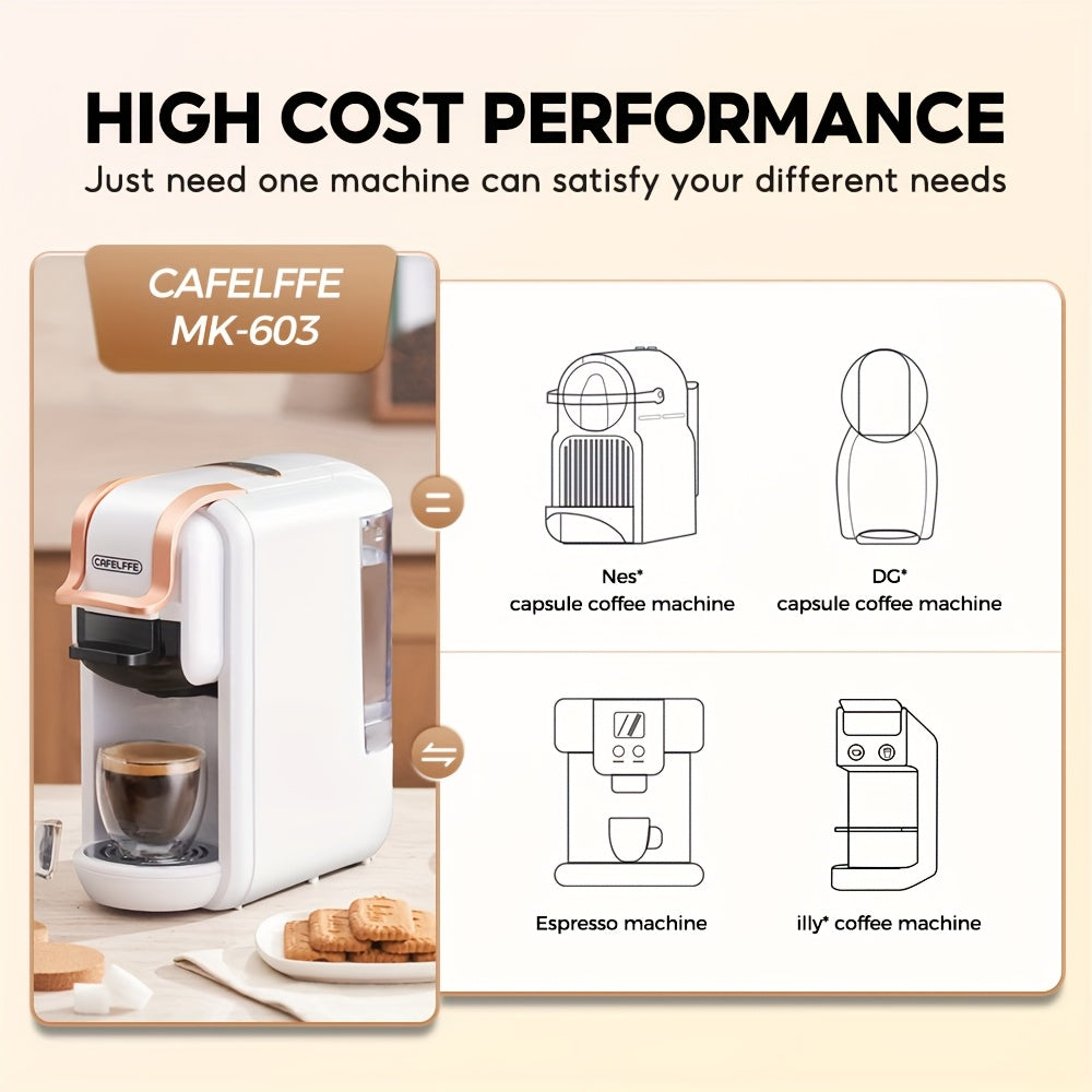 4-in-1 Koffiemachine – Capsuleapparaat – Espressozetter – Koffiezetapparaat – Hot & Cold Brew Machine – 19 Bar Pompdruk – Afneembaar 0,6L Waterreservoir