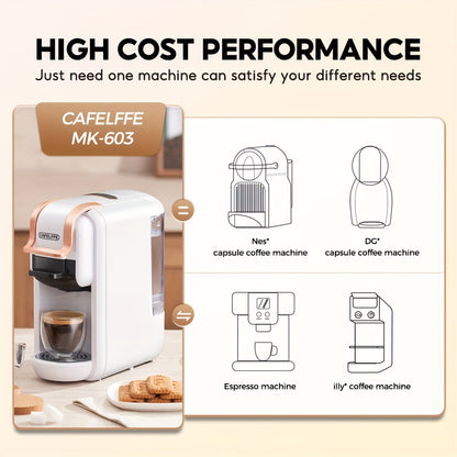 Koffiemachine – Espressomachine – Capsulemachine – Koffiecupmachine – Volautomatisch – 19 Bar Druk – Warm & Cold Brew – 0,6L Afneembaar Waterreservoir