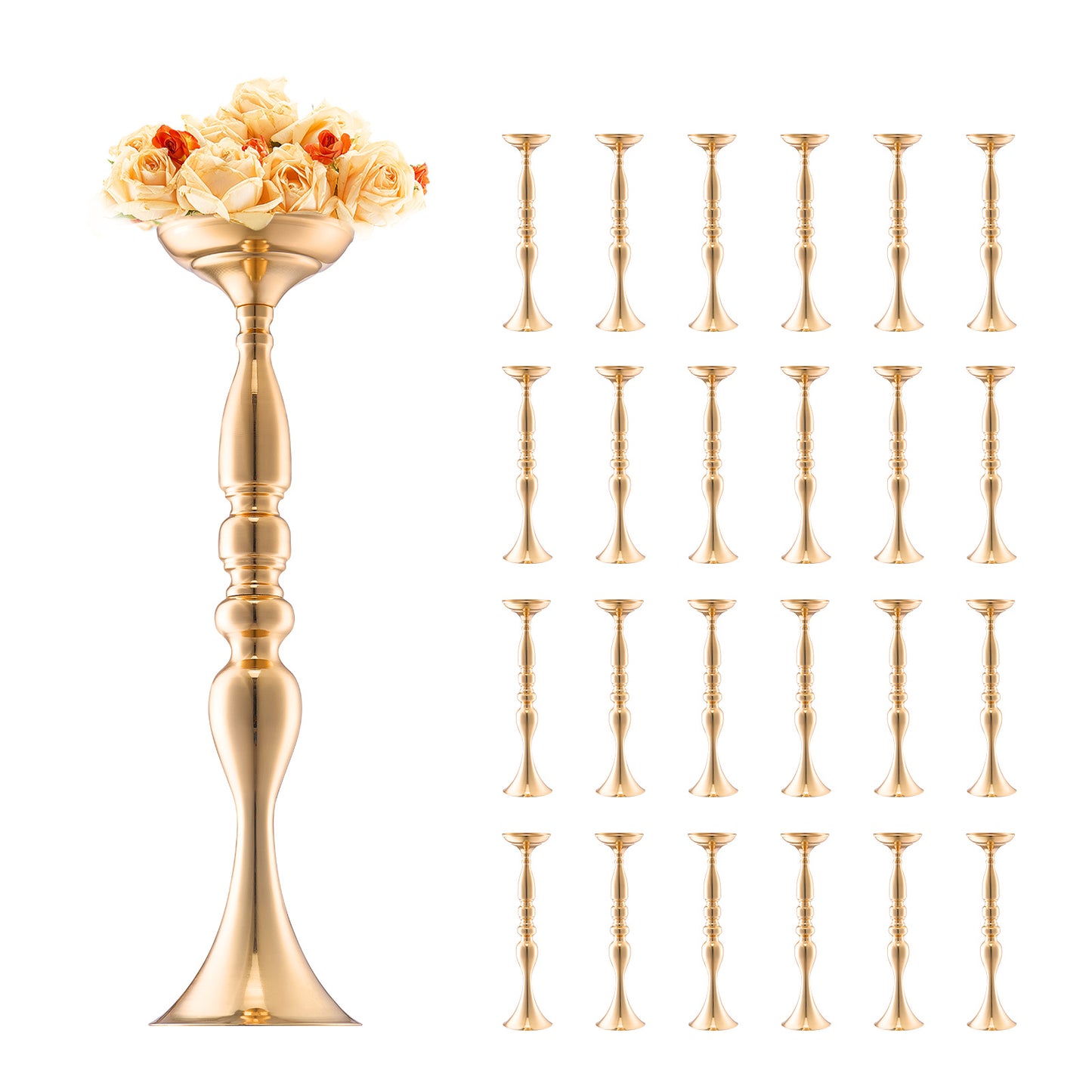 Bloemvaas – Bloemenstandaard – Siervaas – Tafelvaas – Bloemhouder – Metaal – Gouden Afwerking – 50 cm Hoog