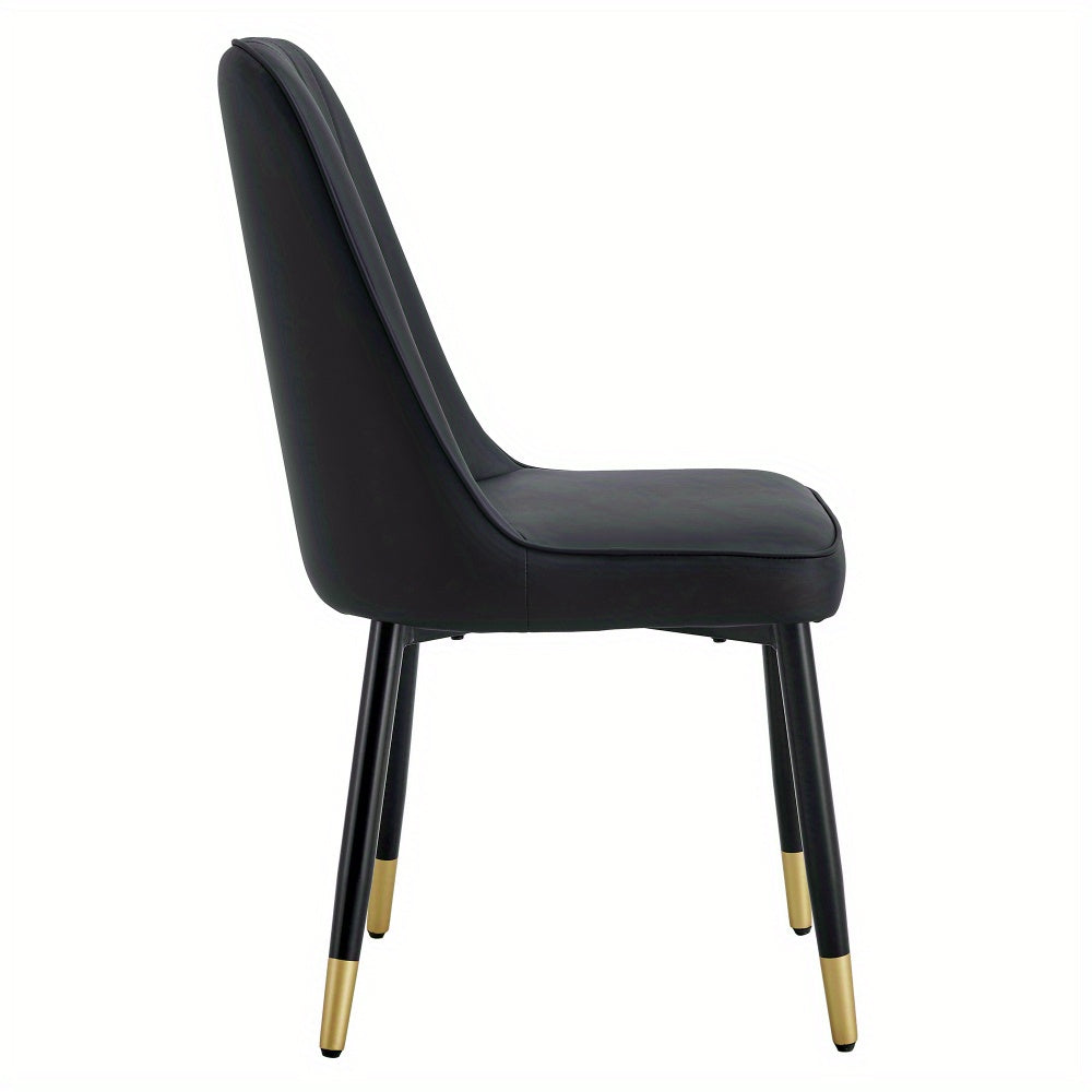 Eetkamerstoel – Stoel – Zitmeubel – Keukenstoel – Slaapkamerstoel – Set van 2 Zwart – PU Leer – Zwart Metalen Frame – Comfortabel en Duurzaam