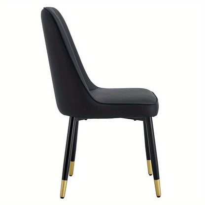 Eetkamerstoel – Stoel – Zitmeubel – Keukenstoel – Slaapkamerstoel – Set van 2 Zwart – PU Leer – Zwart Metalen Frame – Comfortabel en Duurzaam