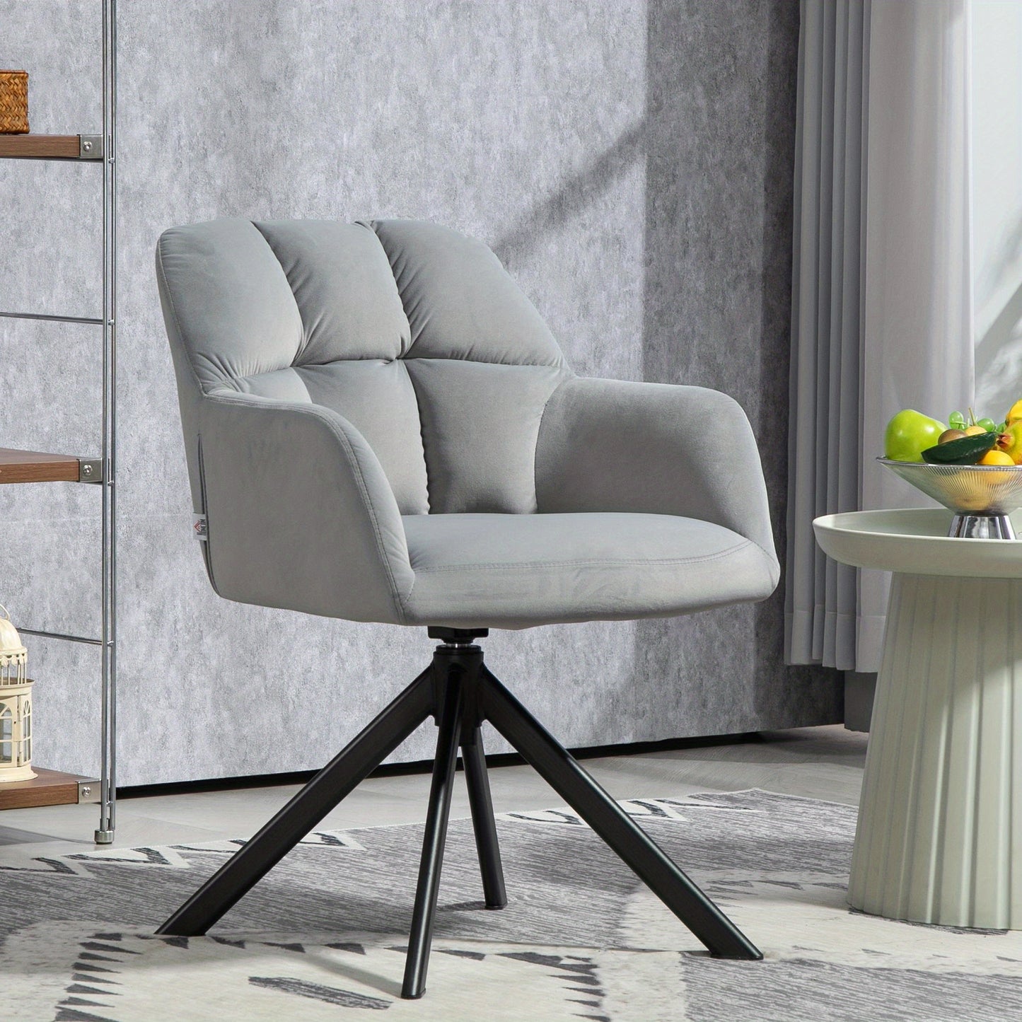 Draaifauteuil – Lounge Fauteuil – Zwarte Poot Stoel – Relax Stoel – Grijze Stoel – 360° Draaibaar – Hoogwaardig Schuim