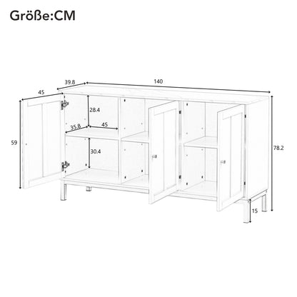 Dressoir – Opbergkast – Buffetkast – Ladekast – Kast – Wit – Marmeren Blad – 3 Deuren – Makkelijk Schoon Te Maken