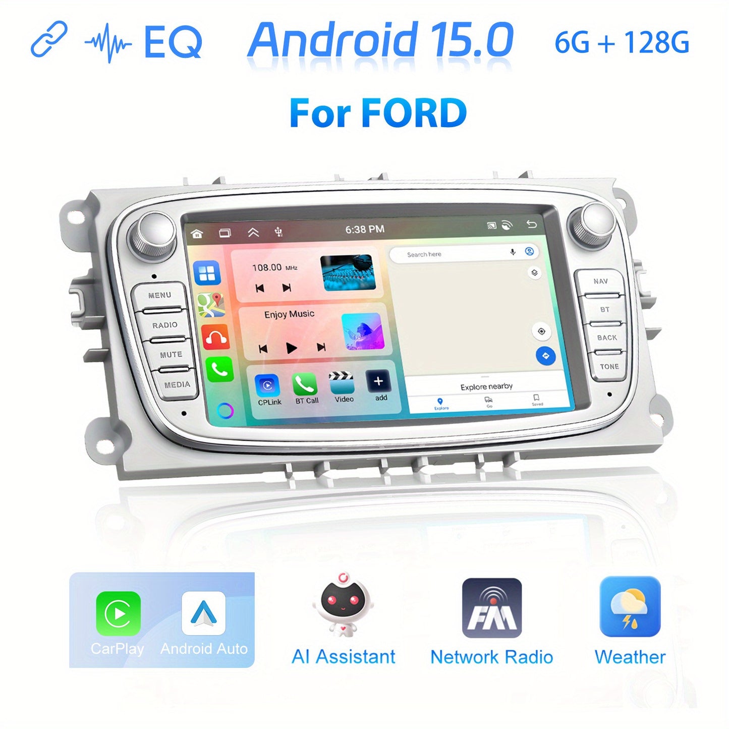 Autonavigatie – Navigatiesysteem – GPS Navigatie – Autoradio – CarPlay Android Auto – 7 Inch Full HD Touchscreen – 6GB RAM 128GB Opslag
