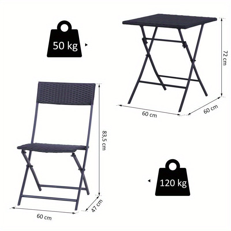 Bistro Set – Tuinset – Balkonset – Terrasmeubilair – Zwart Poly Rotan – Compact Voor 2 Personen – Weerbestendig & Onderhoudsvriendelijk