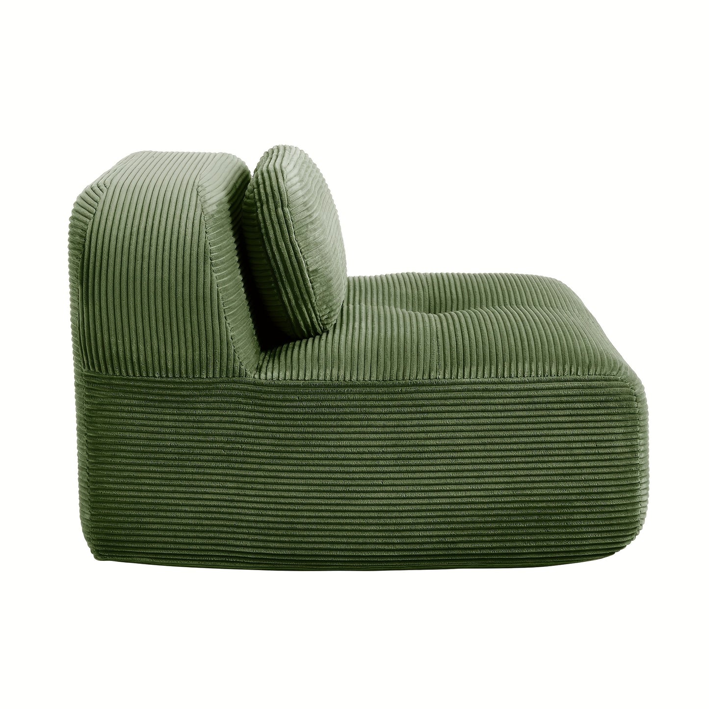 Fauteuil – Zitzak – Relaxstoel – Lounge Chair – Groene Bekleding – Compact Armlos Ontwerp – Comfortabele Kussens