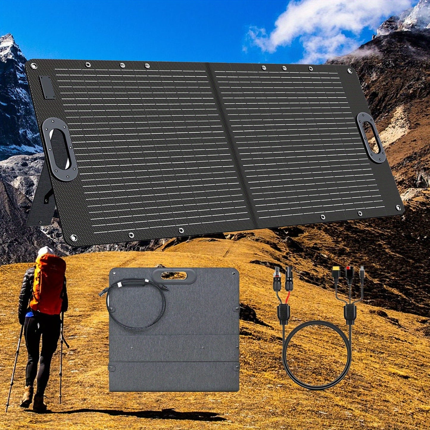 Zonnepaneel – Solar Panel – Opvouwbaar Zonnepaneel – Draagbaar Zonnepaneel – Powerstation Zonnepaneel – 100W Vermogen – Hoog Rendement ETFE-materiaal