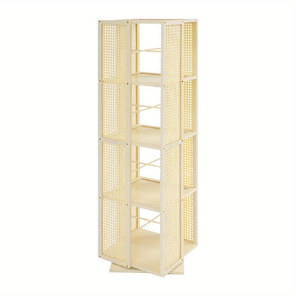 Draaibare Boekenkast – Boekenrek – Opbergkast – Plankenkast – Ruimtebesparende Kast – 4-Laags 360° Draaibaar – Duurzaam Kunststof – Roomwit Modern Design