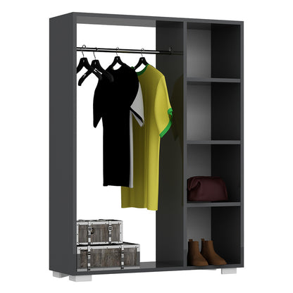 Kledingkast – Garderobekast – Kleerkast – Opbergkast – Dichte Kast – Antraciet – Compact 126x90x30 cm – Stevig Spaanplaat met Kledingstang