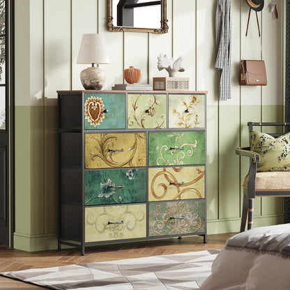 Dressoir – Ladekast – Opbergkast – Kasten – Sideboard – Retro Design – 9 Uitschuifbare Lades – Metaal Met Houten Bovenblad