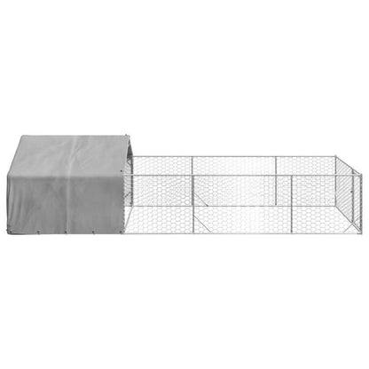 Hondenren Buiten – Hondenhok – Hondenkooi – Hondenafsluiting – Hondenverblijf – Zilver – Gegalvaniseerd Staal – 6 x 2 x 1,5 Meter Ruim Design