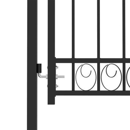 Gate with Curved Top 100X125 Cm Black Steel Suitable for Outdoor Terraces