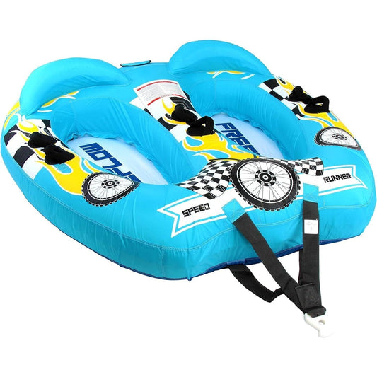 Waterband Tweepersoons – Sleepband – Watersportband – Opblaasbare Band – Tubes – Lichtblauw – Comfortabele EVA Foam Zitting – Duurzaam PVC Anti-lek