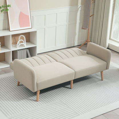 2-zits Bank – Loveseat – Zitbank – Tweezitsbank – Compacte Bank – Scandinavisch Design – Verstelbare Rugleuning 3 Standen – Ademend Linnen Stof Beige