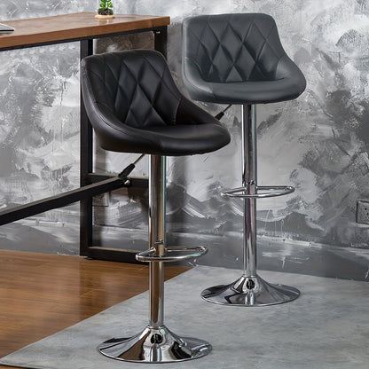 Barstoel – Barkruk – Keukenstoel – Hoogstoel – Draaistoel – Verstelbaar 55-75 cm – Zwart PU Leer – Ergonomisch Wingback Design Met Voetsteun