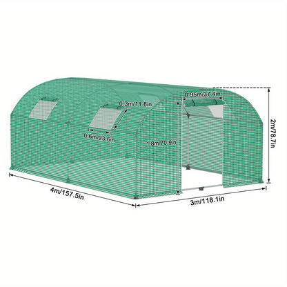 Kasje voor Tomaten – Serre – Kweekkas – Tuinkas – Groentekas – 3x4x2 Meter – Gegalvaniseerd Stalen Frame – HDPE/Ldpe Folie