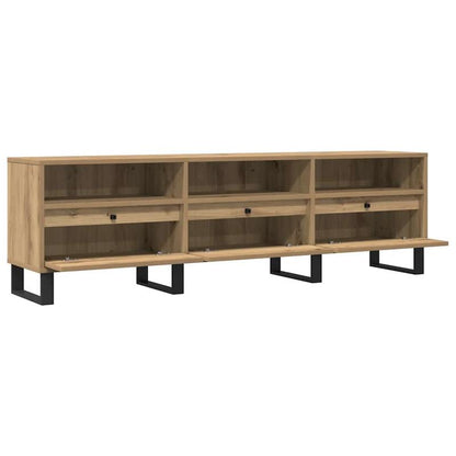 Tv-meubel – Tv-kast – Tv-tafel – Tv-meubelen – Tv-dressoir – Eikenhout – 150x30x44,5 cm – 3 Lades & 3 Legplanken