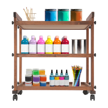 Metalen Opbergwagen – Opbergkar – Opslagwagen – Hobbykar – Atelierwagen – Bruin – Stevige Metalen Constructie – Wieltjes Met Vergrendeling