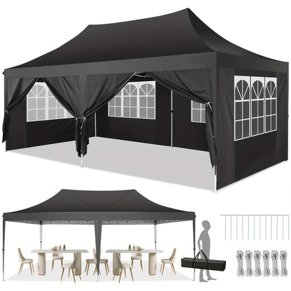 Feesttent – Partytent – Tuintent – Paviljoen – Easy-Up Tent – 3x6 Meter – Waterdicht Polyester – Stevig Aluminium Frame - Zwart