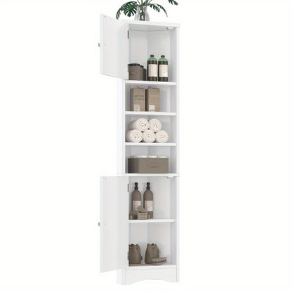 Badkamerkast – Badkamermeubel – Medicijnkast – Kolomkast – Opbergkast – Driehoekig Ontwerp – 36,5x24,5x170cm – Vochtbestendige Verf – Verstelbare Planken – Wit