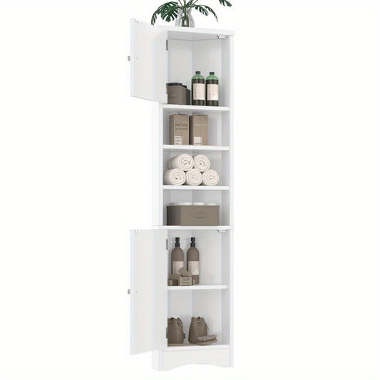 Badkamerkast – Badkamermeubel – Medicijnkast – Kolomkast – Opbergkast – Driehoekig Ontwerp – 36,5x24,5x170cm – Vochtbestendige Verf – Verstelbare Planken – Wit