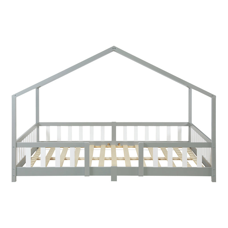 Kinderbed – Kinderbedden – Eenpersoonsbed – Hoogslaper – Stapelbed – Huisvormig Design – Valbeveiliging – Grenenhout – 140x200 cm