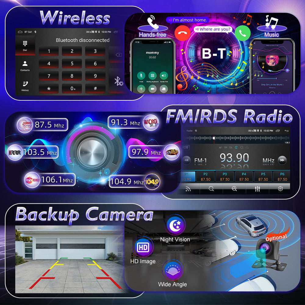 Android 15 Autoradio – Car Stereo – Multimediaspeler – Autoplayer – Navigatiesysteem – 9 Inch HD Scherm – Draadloze CarPlay & Android Auto – Inclusief AHD Achteruitrijcamera & Microfoon