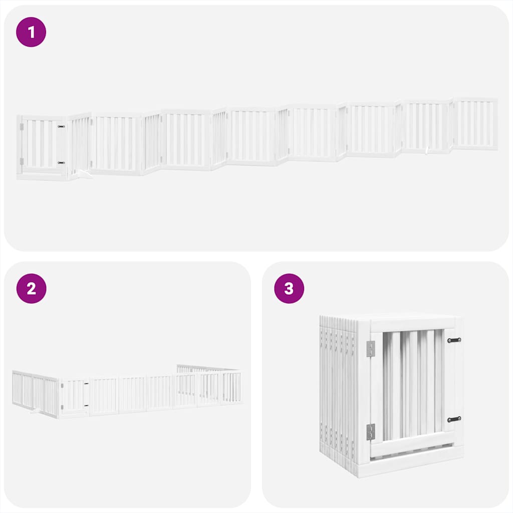 Hondenren – Hondenhek – Hondenafsluiting – Hondenbarrière – Wit – Populierenhout – Inklapbaar Met Slot – 50 x 60 x 2 cm