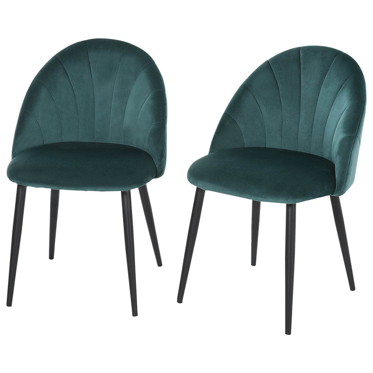 Eetkamerstoel – Stoel – Kuipstoel – Keukenstoel – Bureaustoel – Scandinavisch Design – Velvet Bekleding – Metalen Poot – Set van 2 – 52x54x79 cm – Ergonomische Rugleuning – 120 kg Draagvermogen