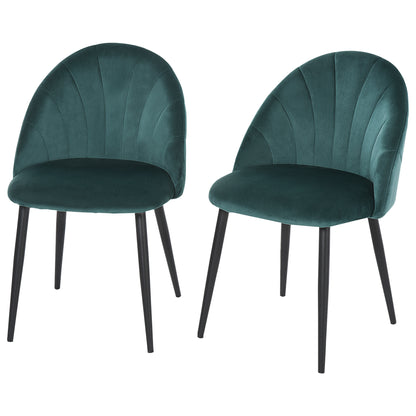 Eetkamerstoel – Stoel – Kuipstoel – Keukenstoel – Bureaustoel – Scandinavisch Design – Velvet Bekleding – Metalen Poot – Set van 2 – 52x54x79 cm – Ergonomische Rugleuning – 120 kg Draagvermogen
