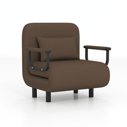 Klapbank – Slaapbank – Zitzak – Sofa Bed – Zitbank – 5-stand Verstelbare Rugleuning – Duurzaam Polyester – Inklapbaar – Moerbruin – 116x65x85 cm