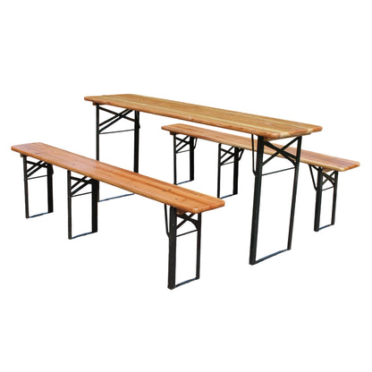 Bierbank Set – Bierbankstel – Bierbank Tafeltje – Inklapbare Zithoek – Bierbank 220 cm – Duurzaam Metalen Frame – Maximale Draagkracht 200 kg